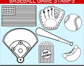 Baseball Game Digital Stamps Clip Art Graphics - Digital Clipart Commercial Use - Instant Download Il_170x135