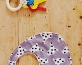 Baby bib - unisex grey black and white birds on towelling backing