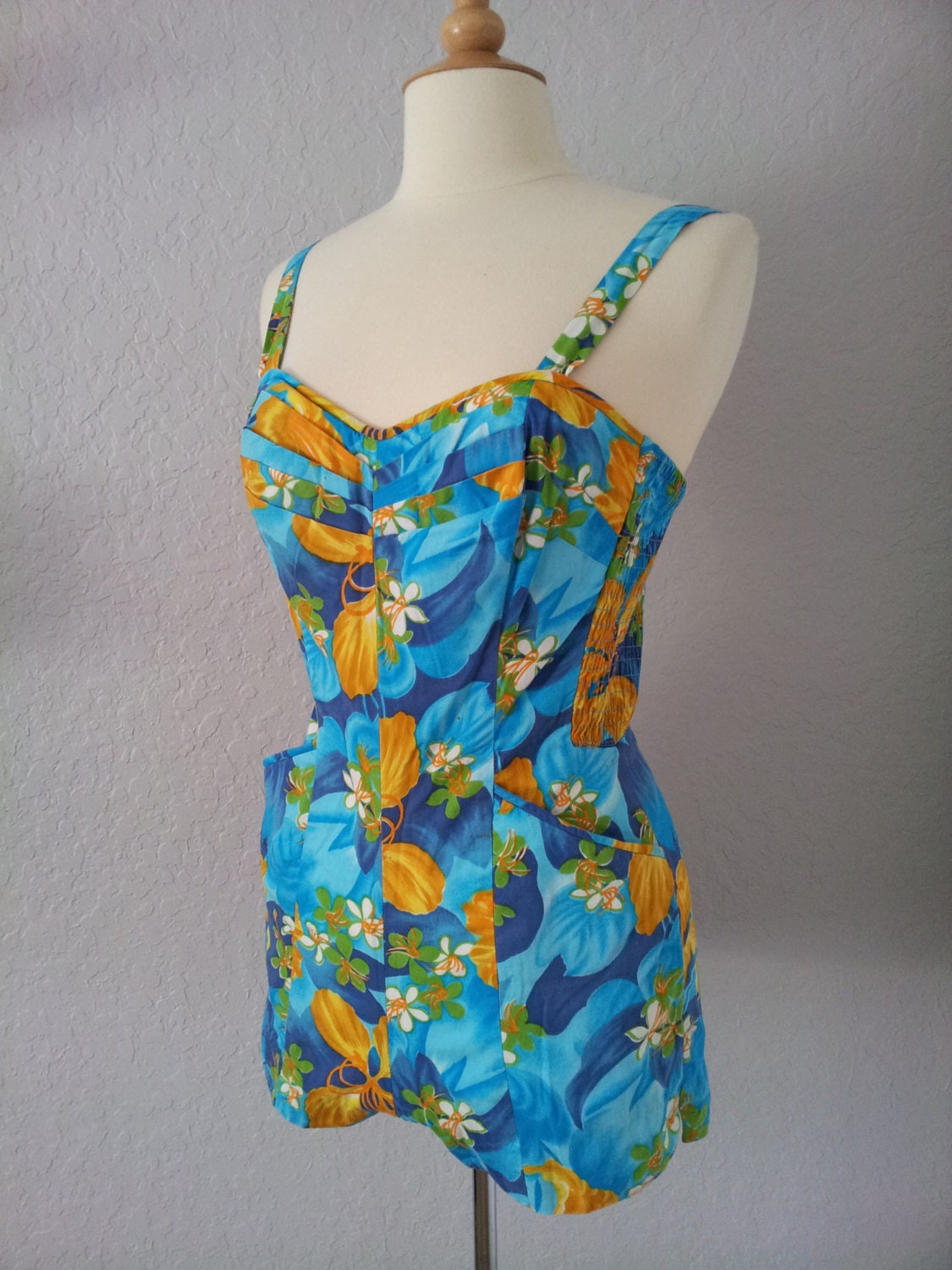 Vintage 1950s Hawaiian Swim Suit by Miss Hawaii and Kamehameha