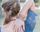 mazu- braided leather and iron wrap bracelet