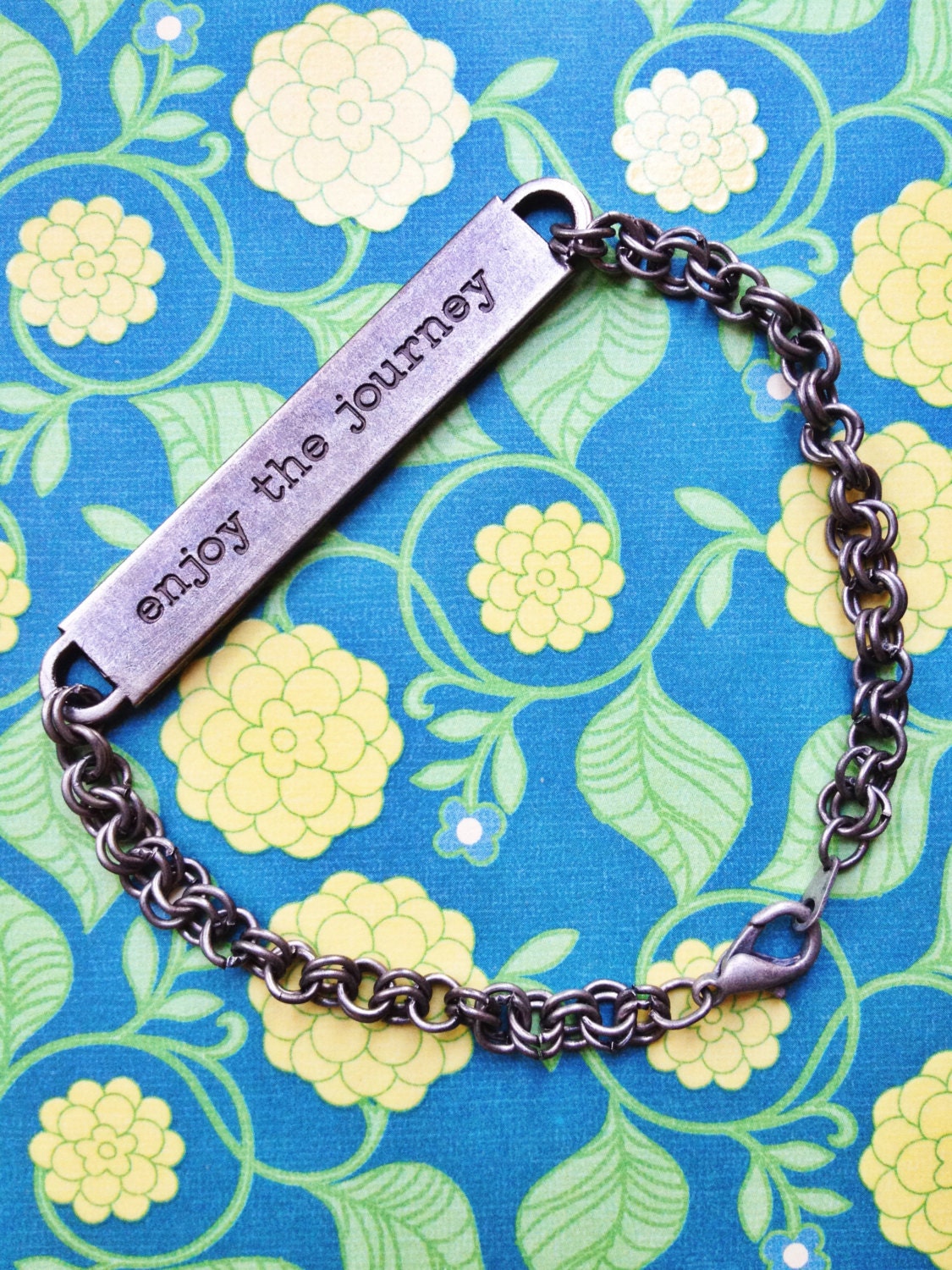 Inspirational Metal Stamped Bracelet on Metal Chain