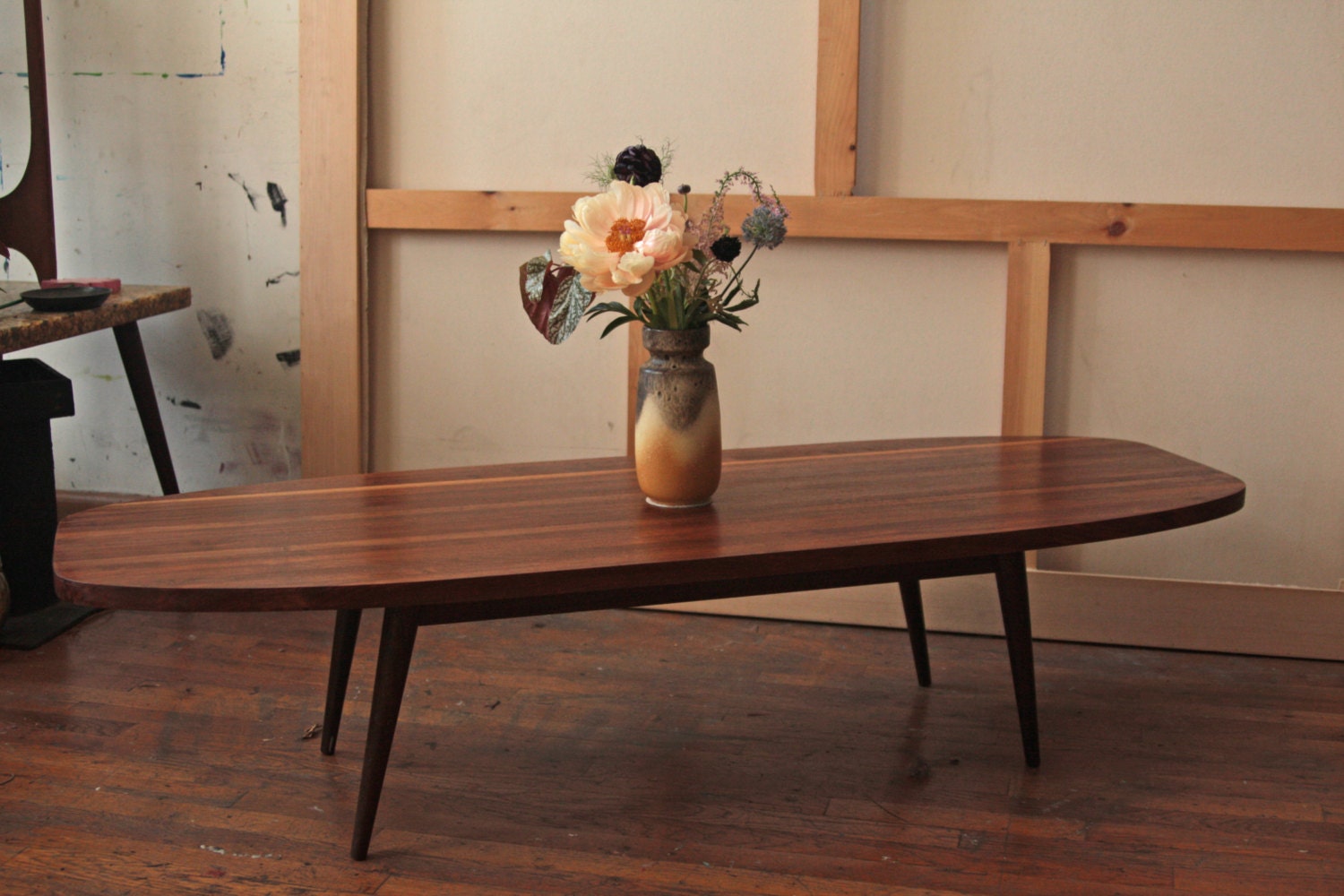 Mid Century Surf Board Coffee Table Solid Wood