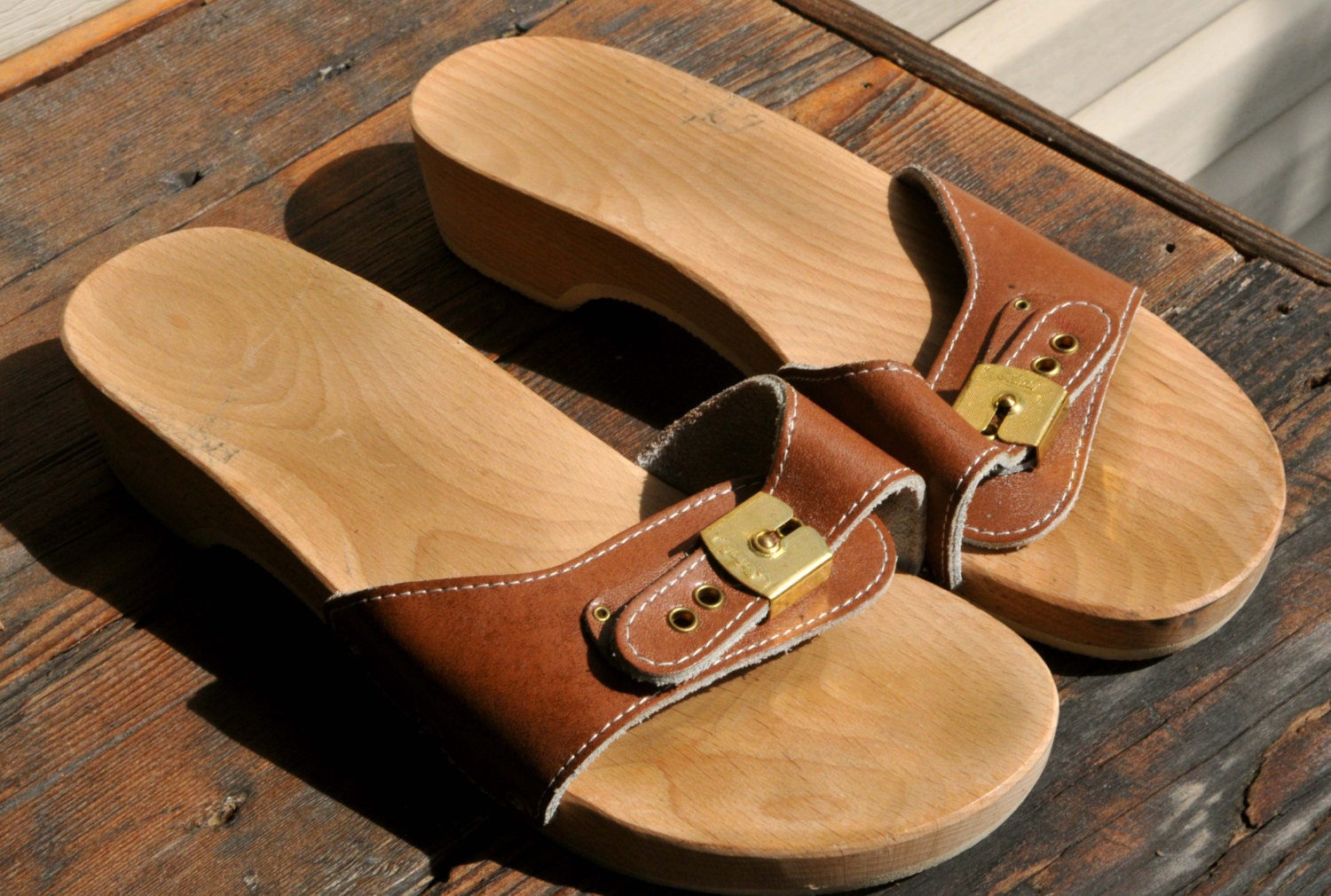 Vintage Brown Leather Original Style Dr. Scholl's Sandals Made in Austria size 9