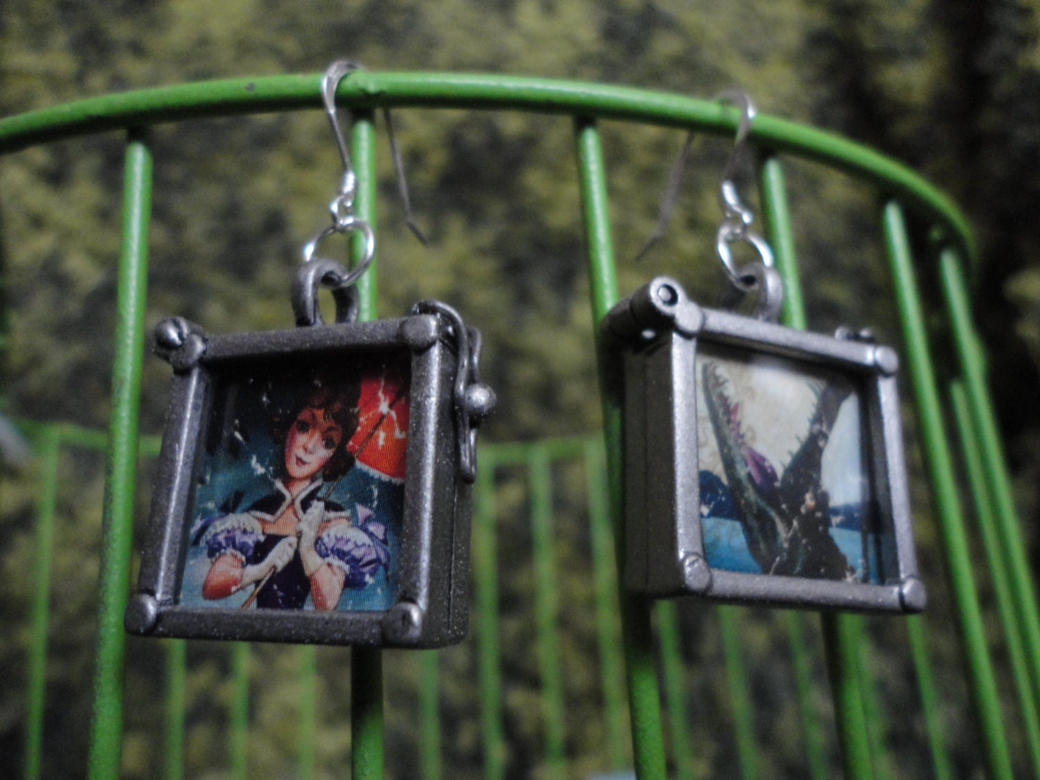 Haunted Mansion Stretching Portrait Parasol alligator girl EARRINGS sterling silver hooks