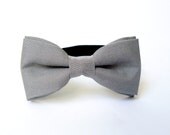 Mens bow tie by Bartek Design - groom wedding classic retro necktie chic handmade gift for him ready to wear -  linen gray grey