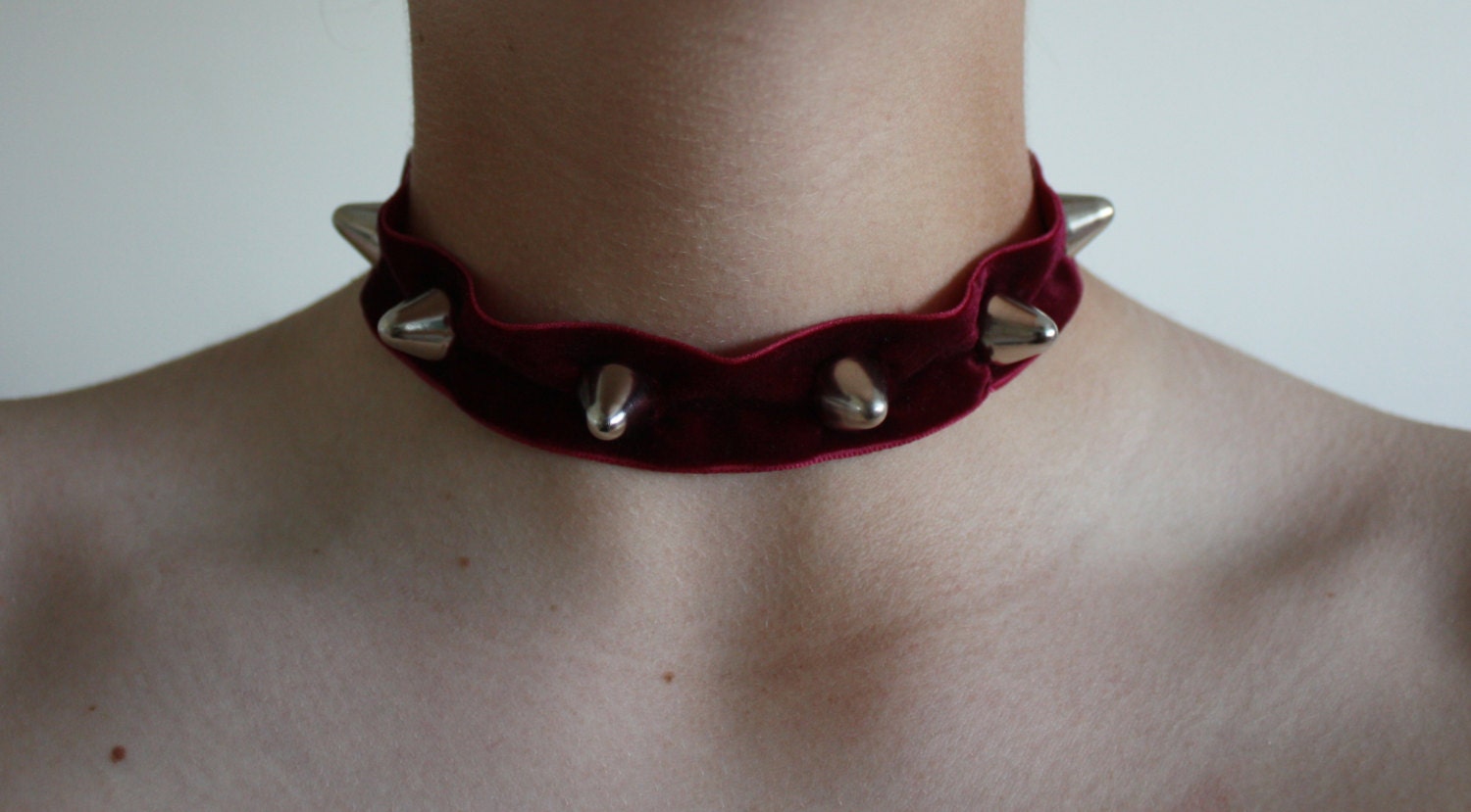 Red Velvet Spiked Choker