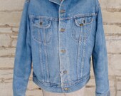 Rare 1970s LEE Storm Rider Blue Jean Denim Jacket with Corduroy Collar