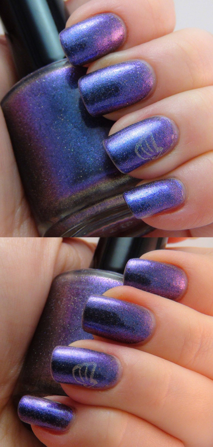 Hermes - 15ml - blue/purple/pink duochrome nail polish by Indigo Bananas
