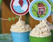 Tree House & Kite Birthday Party CUPCAKE PICK and WRAPPER - The Celebration Shoppe