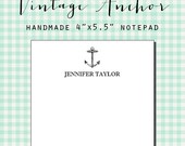 Vintage Anchor Initial or Name Custom Notepad - Preppy Personalized Notepad by AdorePrep (Set of 2)
