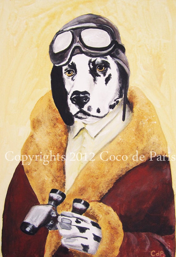 Drawing portrait paintings Illustration Giclee Prints Posters Mixed Media Art Acrylic Original Painting : Adventurous Dalmation