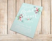 Printable Bridal Shower Invitation (mint background) - Vintage Floral Invitation - Spring/Summer Bridal Shower