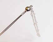 Sterling Silver Hair Stick with Rose Quartz "Sakura" Geisha Inspired Japanese Kanzashi
