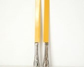 Large Silver Plated Serving Knives (Set of 2) - Mustard Yellow, Large Bread Knives, Bread Knife Set, Vintage Silverware, Vintage Cutlery