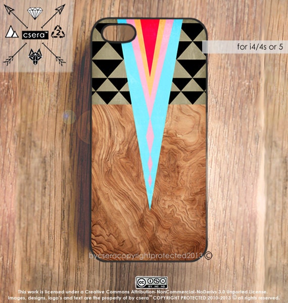 iPhone 4 Case Wood Print, Geometric iPhone 5 Case, Tribal iPhone 4S Case, Plastic or Silicone iPhone Cover
