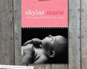 Baby announcement card - Birth announcement card - new baby announcement card digital photo card - baby announcement with photo