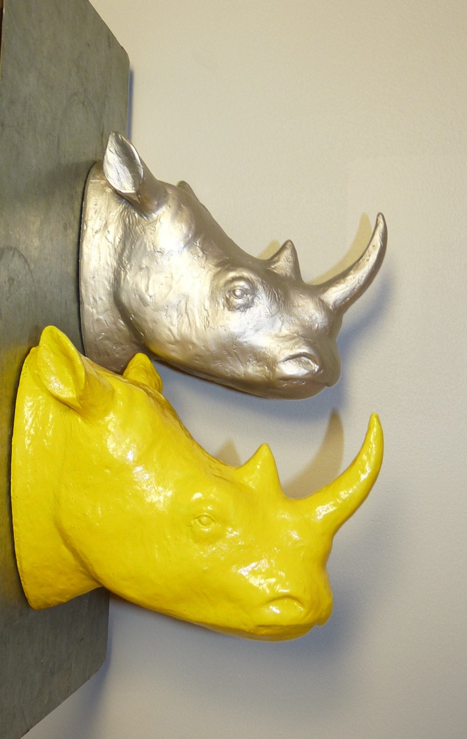 Rhino Head, Wall Mount Rhino Head, Faux Taxidermy, Wall Decor, Modern Wall Decor, Glossy Yellow, Select A Color, Man Cave