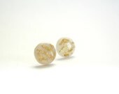 Ivory stud earrings with golden flakes- Polymer clay jewelry- Stud/ post earrings- Elegant jewelry for everyday