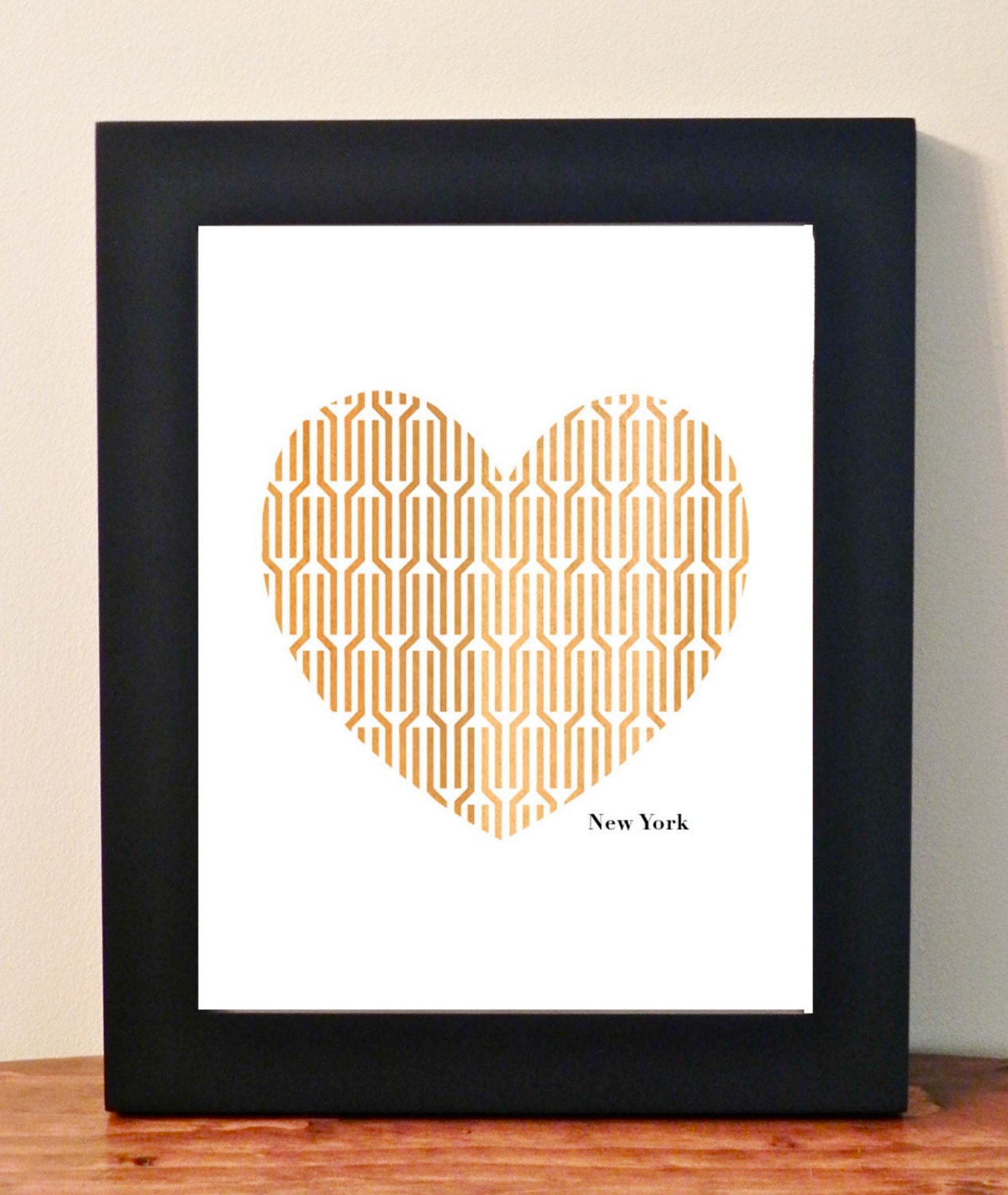 8 x 10 ORANGE Digital Print I Heart New York Valentine's Day High Line NYC Original Pattern Modern New York City Home Decor Graphic