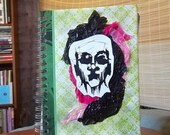 Handmade Spiral Bound Lined Pages Hardcover Notebook Journal with Urban Womans Face Art on Cover