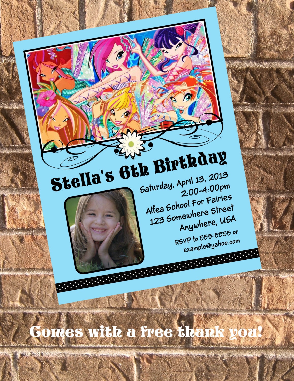Winx Club Birthday Party Photo Invitation with free Thank You Il_170x135