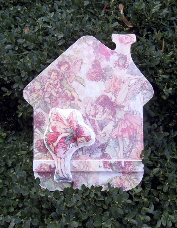 Keyholder. Fairies and flowers. Home decor. Decoupage. Handmade.