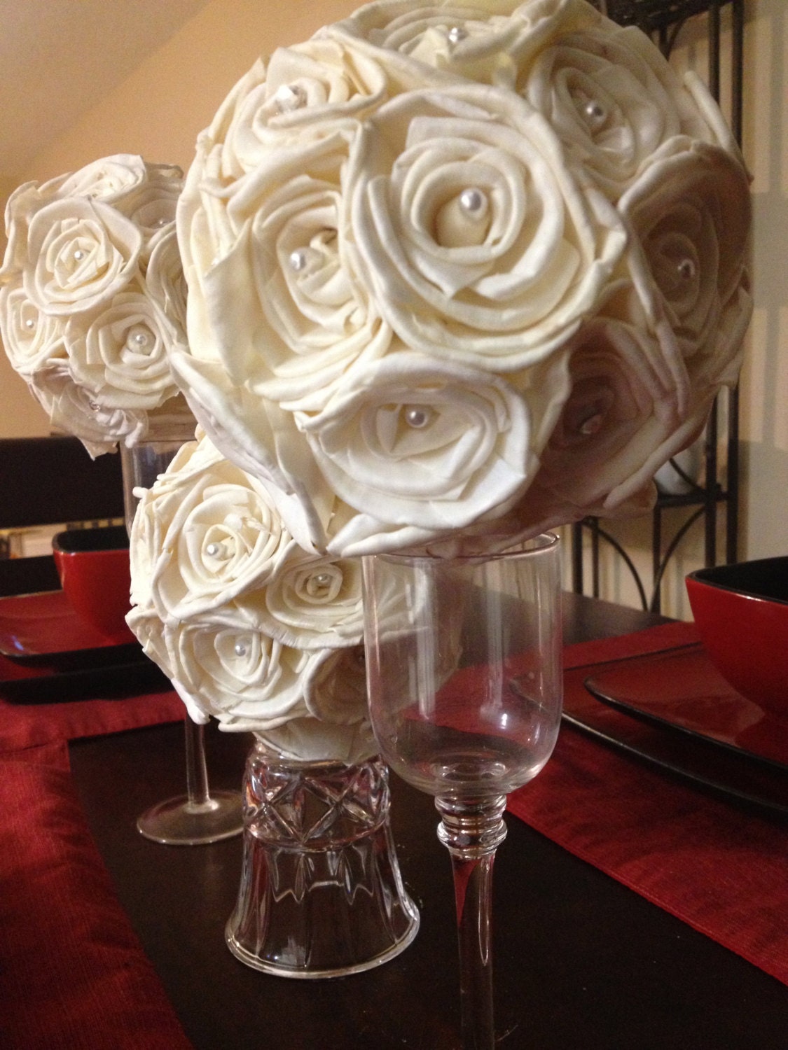 Flower Ball Centerpieces (Made with Sola Flowers Handmade out of Balsa Wood), Wedding, Reception, Rehearsal Dinner, House Decorations