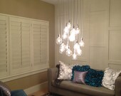 Custom Industrial Chandelier with Modern Glass Pendants