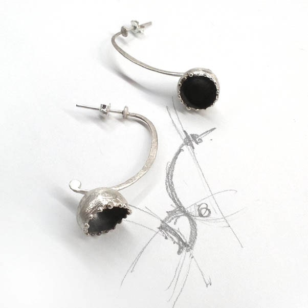 Sterling silver handmade earrings. Oxidized Hand Sculpted. Metalwork. Summer Trends Ready to ship