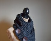 The Wooly Warm Cowl- wool blend, easy care, more colors and button options available