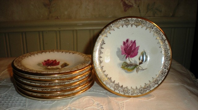 Hand Painted Rose Saucer