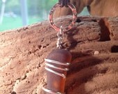 Deep Brown Sea Glass, Sterling Silver Wire Wrapped Beach Glass Pendant Choker Necklace