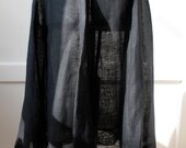 Black linen loose weave sheer full 50s petticoat skirt