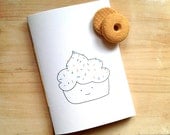 hand bound notebook, journal cupcake, neon, kawaii