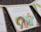 Vintage Easter Garland Banner, Vintage Children's Book, Home Decor, Nursery Decor, Holiday Bunting, Easter Decorations, Vintage Easter