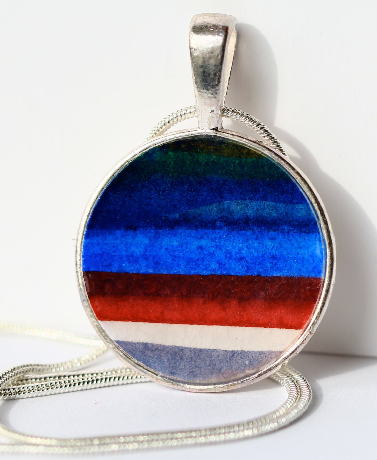 Hand painted pendant Necklace, Unique & One of a Kind, Abstract, Colourful