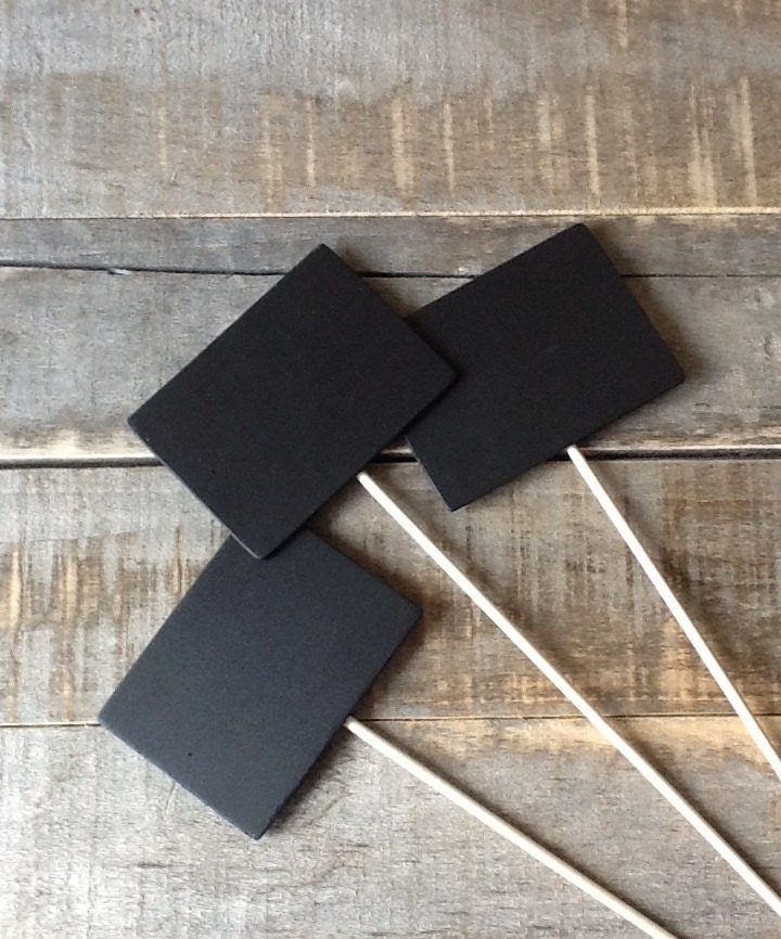 Mini Wooden Square Chalkboard Sign Set of 12  (2 1/2" x 3 1/2) Wedding Table Numbers