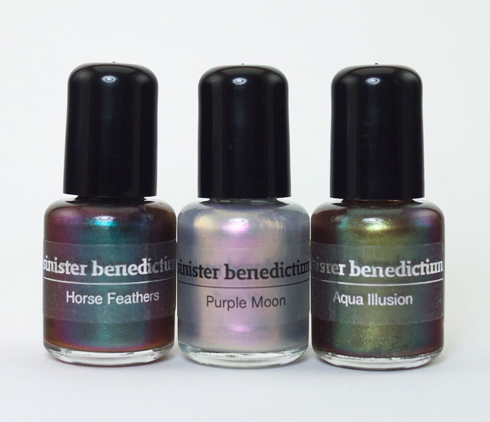 Multichrome Nail Polish Mini Trio Set - Horse Feathers, Purple Moon & Aqua Illusion