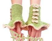 Crochet Wrist Warmer Pattern Crochet Gloves Easy Beginner PDF INSTANT Download Ruffled Bow Victorian Cuffs Arm Wrist Womens Teens