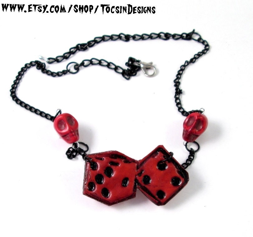 DICE SKULL NECKLACE  dices tattoo  rockabilly  pin up  psychobilly punk