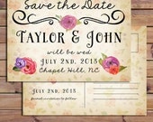 Rustic Save the Date Card, Floral Save the Date card  - Vintage, Rustic wedding, country wedding, summer wedding, save the date, flowers