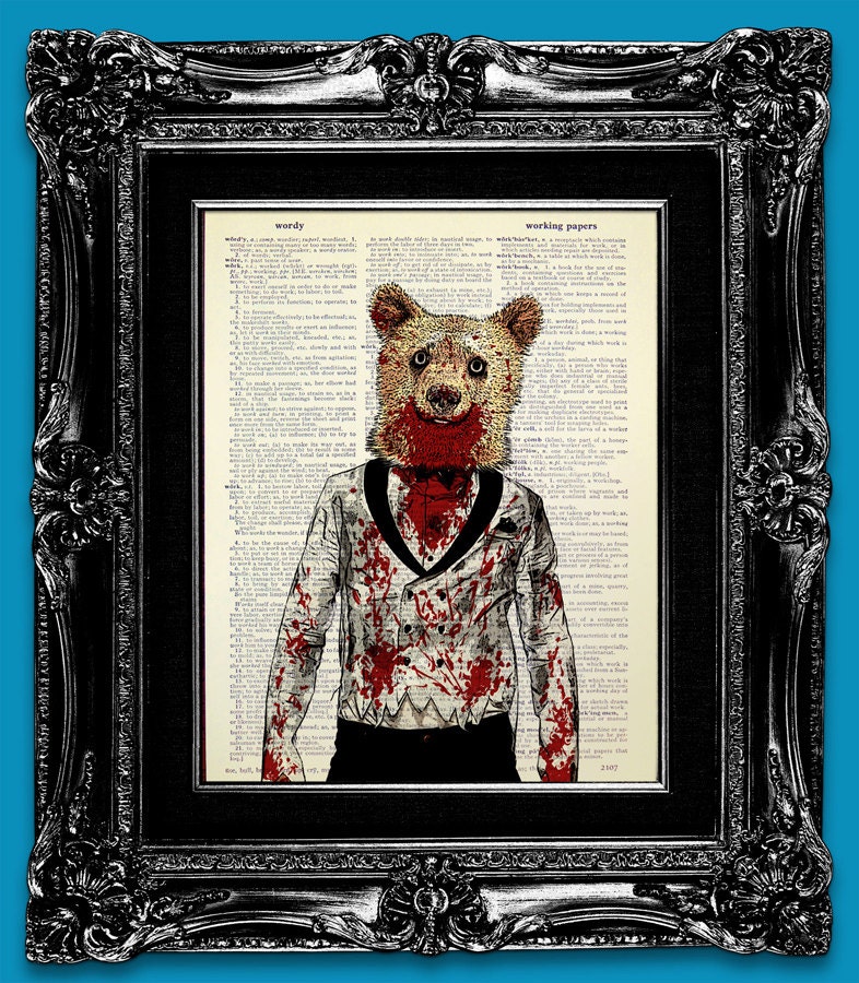 DARK ART GOTH Art Horror Art, Bear Print, Gothic Art Print, Dark Painting, Zombie Print, Gothic Decor Goth Painting Poster - Bloody Bear Art