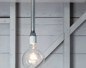 Industrial Lighting - Drop Pendant Pipe Light - Bare Bulb Lamp
