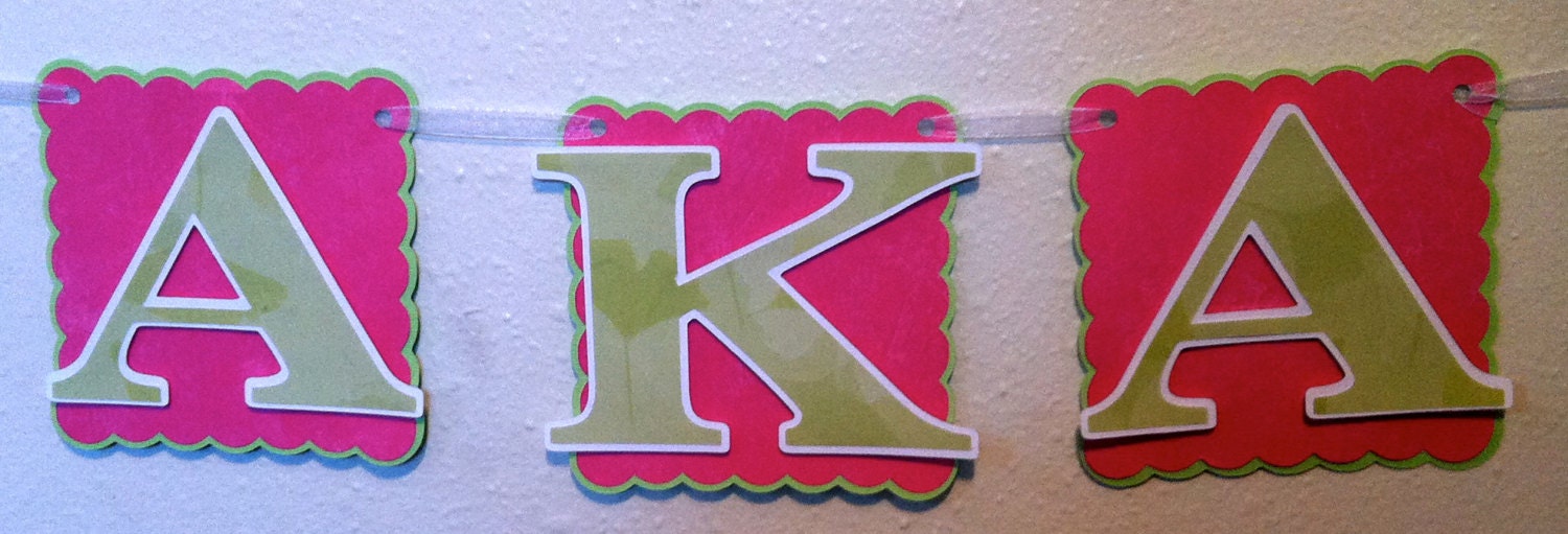 Alpha Kappa Alpha Banner  - reversed colors - ((Greek Letter Banner)) Sorority Decorations