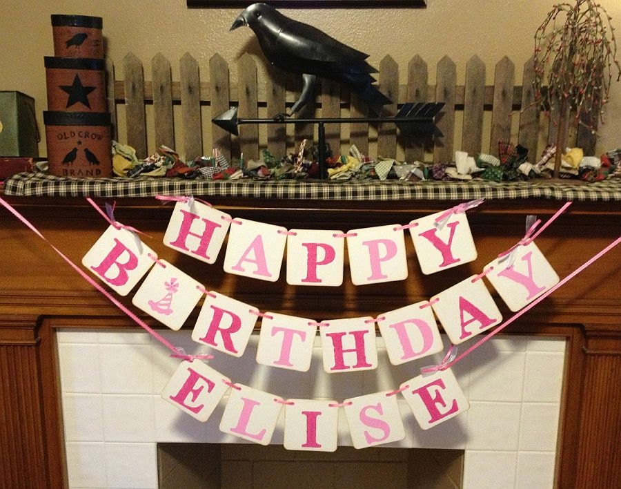 Birthday Banner HAPPY BIRTHDAY Birthday party Decoration for Boy Girl Child Birthday sign photo prop - CUSTOMIZE First Name and Colors