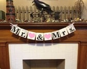 Mr. and Mrs. Wedding Banners Reception Sign Wedding Decoration Table Decoration Bride and Groom Chair Sign Custom Colors Photo Prop