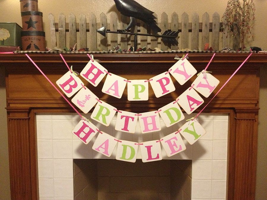 Birthday Banner HAPPY BIRTHDAY Birthday party Decoration for Boy Girl Child Birthday sign photo prop - CUSTOMIZE First Name and Colors