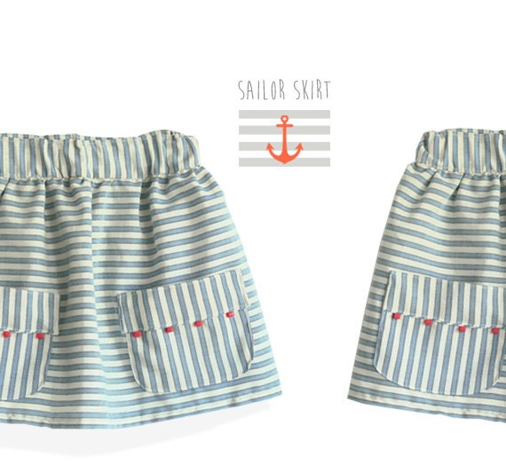 Sailor skirt pattern - girls toddler sewing pdf skirt pattern - 6 months to 9 years