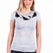 Fair-trade grey T-shirt, military style, handmade details in leather and military material. Limited edition