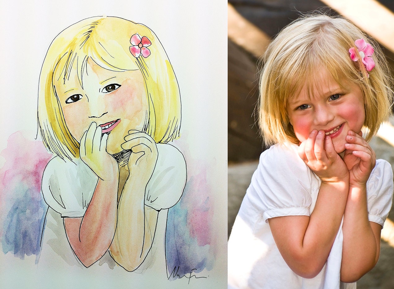 Custom Watercolor Portrait of Families, Couples, Children, Individuals & Pets